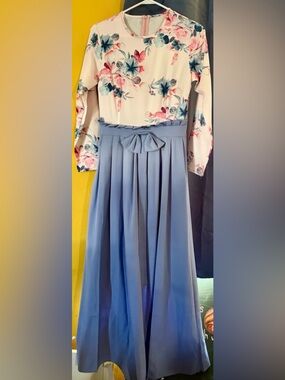 Soft Floral Pleated One Piece Dress